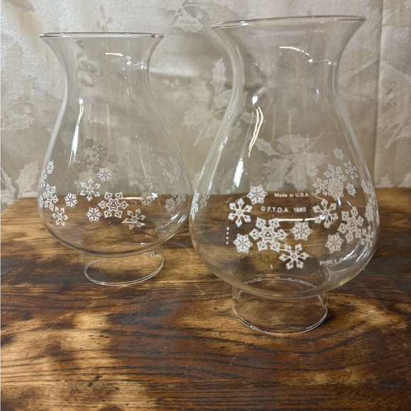 Pyrex White Lanterns with Snow Flake Accents - Picture 1 of 5